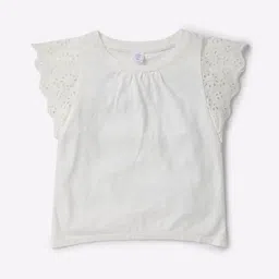GAP Girls Crew Neck Schiffli Pure Cotton Regular Top-picture-9