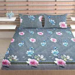 METRO LIVING Olive Green 130 TC Queen Bedsheet with 2 Pillow Covers-image-97