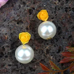 KPOP Gold-Plated Floral Beaded Drop Earrings-image-64