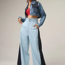 DAYER Women Relaxed Cotton Fit High-Rise Mildly Distressed Jeans-picture-20