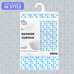 Aura 2-Pcs Blue Printed Waterproof ShowerCurtainWithHooks image 4