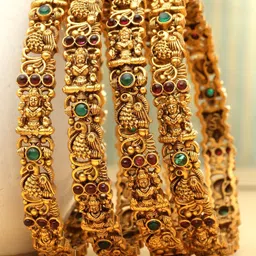 PANASH Set Of 4 24 CT Gold-Plated Handcrafted Antique Bangles-picture-11