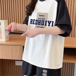 JC Mode Printed Round Neck T-Shirt With Shorts Co-Ords image 3