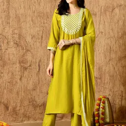 SZN Women Ethnic Motifs Embroidered Regular Thread Work Kurta with Trousers & With Dupatta-picture-27