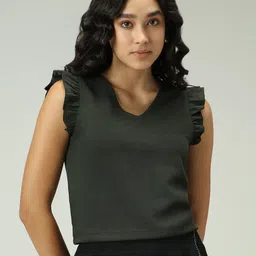 Outzidr Women Flutter Sleeves Cotton Top image 3