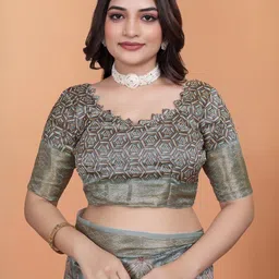 DIVASTRI Floral Zari Silk Blend Banarasi Saree image 3