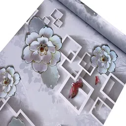 AmazingKarts Grey & Blue Floral Printed Waterproof Self-Adhesive Wall Sticker-picture-33