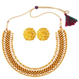 heer collection DIVASTRI 1gm Gold & Micron-Plated Cubic Zirconia-Studded & Beaded Jewellery Set-picture-27