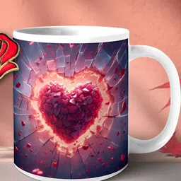 Phirki Studio White & Purple Printed Ceramic Glossy Mugs Set of Cups and Mugs image 4