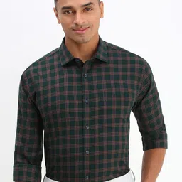 Allen Solly Men Spread Collar Tartan Checked Cotton Slim Fit Formal Shirt-picture-32