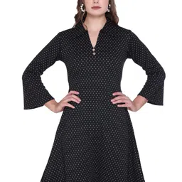 ROSARY Ethnic Motifs Shirt Collar Acrylic Jacquard Kurti-image-17