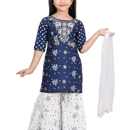 NFashion Girls Blue Printed Kurta Sets-image-91