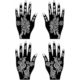 VOORKOMS Pack Of 2 Mehndi Stencil Stickers for Henna Beauty-picture-37