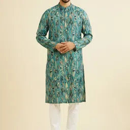 Manyavar Floral Printed Mandarin Collar Straight Kurta-picture-19