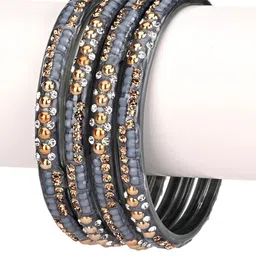 SOMIL Set Of 8 Alloy Artificial Stones & Beads Bangles image 3