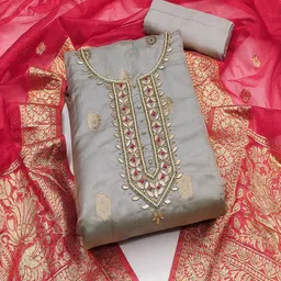 Lilots Organza Unstitched Dress Material-image-19