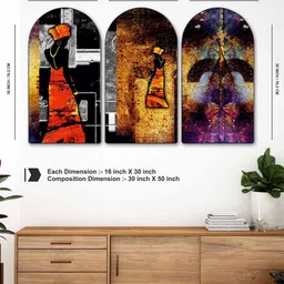 Myntra Elegant Homes Multicoloured Set of 3 Piece MDF Other Wall Paintings image 3