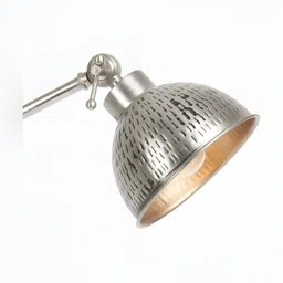 Fabindia Silver-Toned Textured Metal Traditional Abstract Shaped Table Lamp image 4