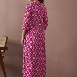 Anouk Ethnic Motifs Printed Mandarin Collar Chanderi Silk A-Line Kurta With Trousers image 5