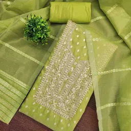 MANVAA Embroidered Sequinned Unstitched Dress Material image 3