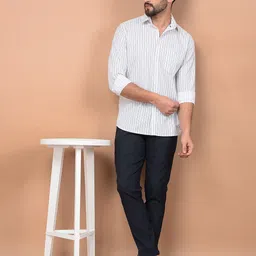 Crimsoune Club Men Classic Fit Spread Collar Vertical Striped Cotton Casual Shirt-picture-37