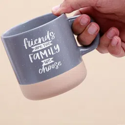 Archies Grey Ceramic Text Print Friends are Family Quoted Cork Base Mug image 2