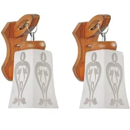 1ST TIME White & White Printed Wood Traditional Frustum Shaped Wall Lamp image 4