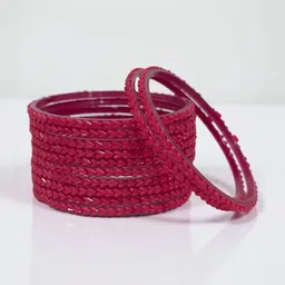 PRIYA KANGAN Set Of 2 Rose Glass Artificial Beads Bangle image 3