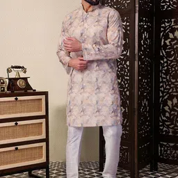 HERE&NOW Men Embellished Polyester Straight Kurtas image 3