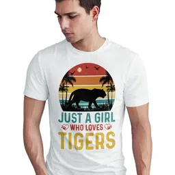 Seekbuylove Girl Who Loves Tigers Printed Round Neck Pure Cotton Bio Finish T-shirt-picture-47