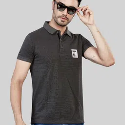 BE POSITIVE Men Abstract Printed Polo Collar T-shirt image 5