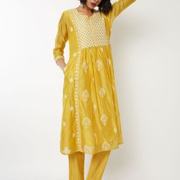 max Ethnic Motifs Embroidered Thread Work Kurta With Trousers-picture-7