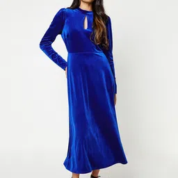 DOROTHY PERKINS Keyhole Neck Velvet Finish Fit & Flare Midi Dress-picture-28