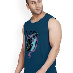 Slowloris Men Pack Of 2 Printed Bio-Wash Sleeveless Combed Cotton Gym Vest image 2