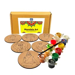 Mini Leaves Kids 6-Pcs Wooden Tea Coasters Mandala Art Kit-image-50