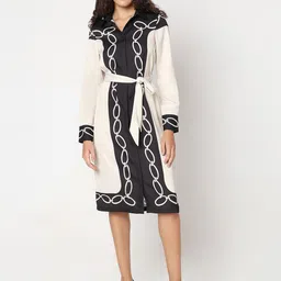Vero Moda Women Printed Shirt Collar Cuffed Sleeves A-Line Dress image 2