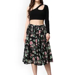SCORPIUS Women Floral Printed Flared Skirt image 5