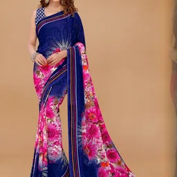 Moda Rapido Floral Poly Georgette Saree image 1