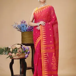 SLAGHA Woven Design Pure Cotton Taant Saree-image-72