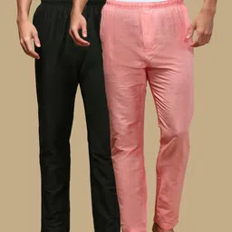 white heart Pack of 2 Men's Solid Viscose Blend Pyjama Elasticwaist with Side Pockets Men Pyjama-picture-28