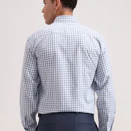 JADE BLUE Men Gingham Checked Spread Collar Cotton Formal Regular Fit Shirt image 4