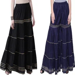 fheo Pack of 2 Women Regular Fit Black, Blue Viscose Rayon Trousers-picture-19