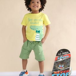 Polka Tots Kids Animal Printed Pure Cotton T-shirt with Shorts-picture-13