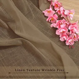 HOMEMONDE Brown 2 Pieces Textured Sheer Cotton Long Door Curtains image 3