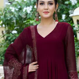 Anni Designer Women Floral Regular Kurta with Trousers & With Dupatta image 2