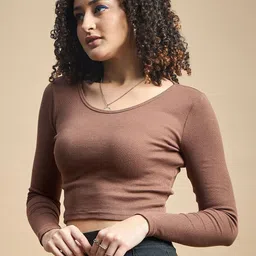 R.Code by The Roadster Life Co. Ribbed Fitted Crop Top image 2