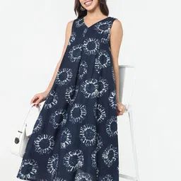 R&B Women Geometric Printed V-Neck A-Line Midi Dress-picture-15