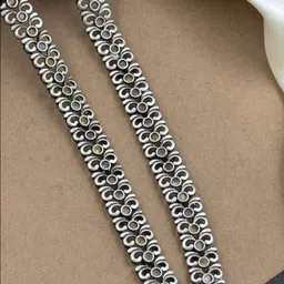 NAMAN ARTS Silver-Plated Stone Studded & Beaded Oxidised Jewellery Set image 3