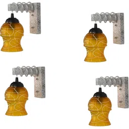 1ST TIME Yellow & White Colourblocked Wood Contemporary Rectangle Shaped Wall Lamp image 4