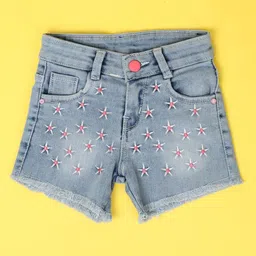 V-Mart Girls Embroidered Denim Shorts-image-54